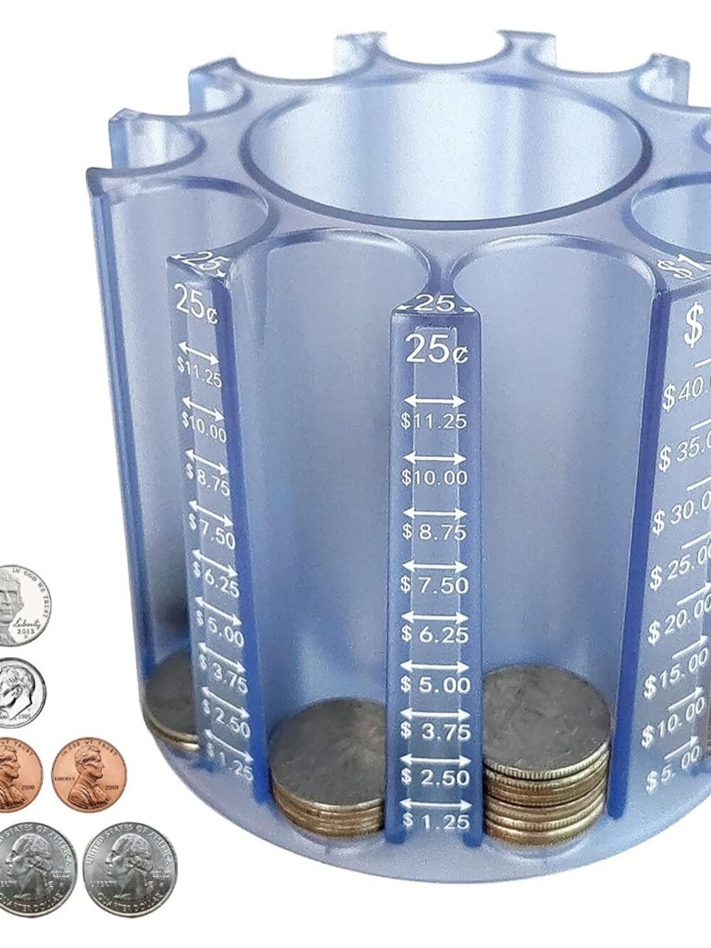Coin Sorter Coin Organizer + Pencil Holder as Change Counter Bank